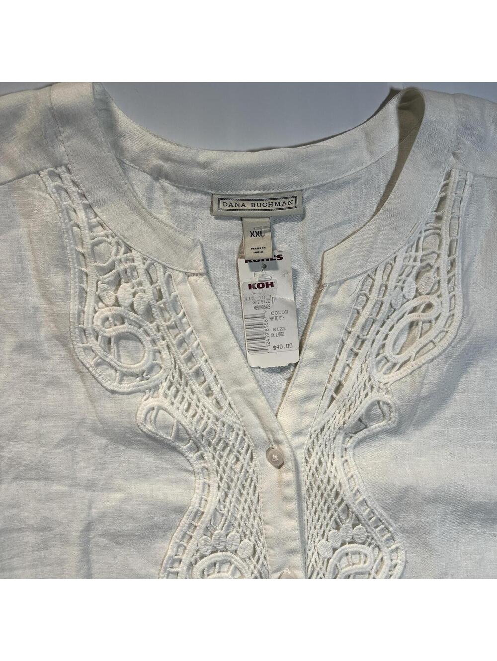 Dana Buchman Cream White Sleeveless Linen Rayon Blend Top XXL NWT - Picture 2 of 8